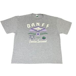 Vintage 1992 Banff T-Shirt XL Gray Water Canada Environment Single Stitch